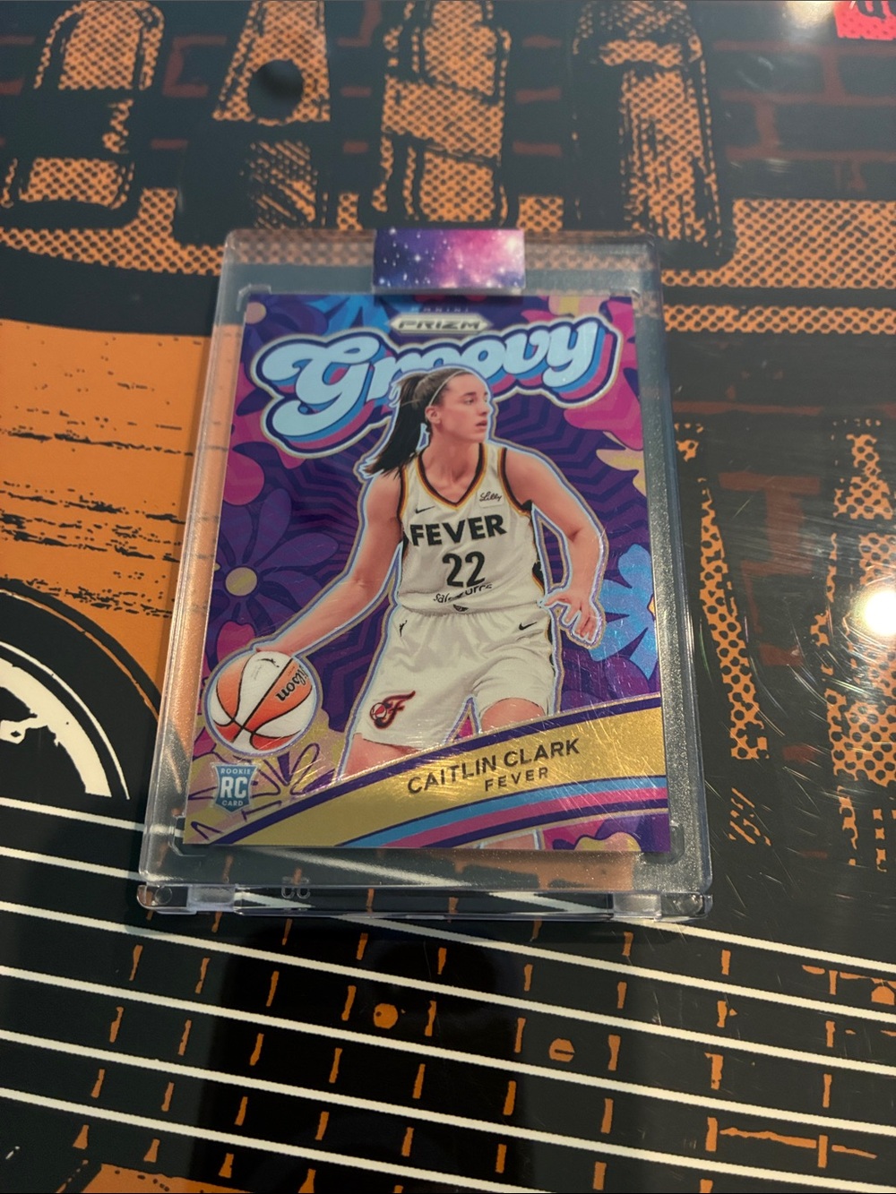 2024 Panini Caitlin Clark Groovy Basketball Card - Purple and Orange